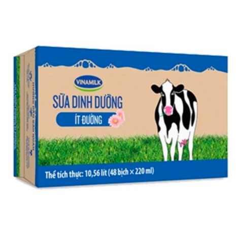 Thùng 48 Túi giấy Sữa Vinamilk 220ml Có Đường / Ít Đường / Không Đường / Dâu / Socola (48 túi x 220ml)