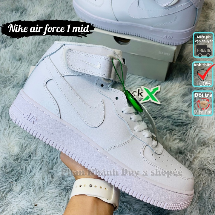 ❍Giày thể thao Nike mid trắng air force one 1 af1 cao cổ nam nữ hàng SC