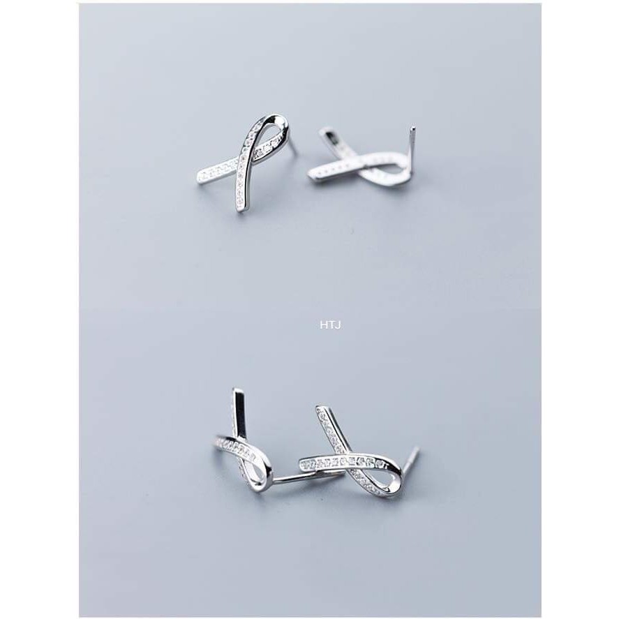 Hoa tai nữ vắt chéo bạc ta giá tốt