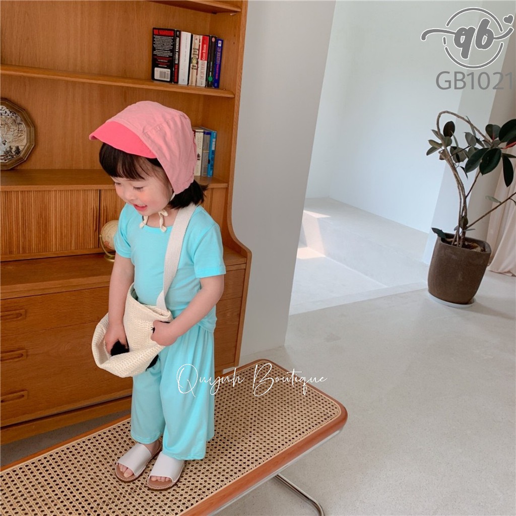 Quần áo trẻ em Quỳnh Boutique Bộ đồ thun quần ống rộng cho bé NoBrandCotton