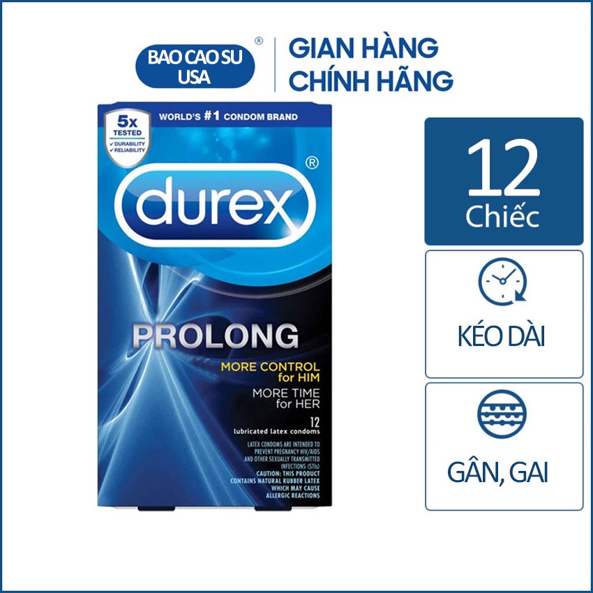 Bao cao su gân, gai kéo dài thời gian quan hệ Durex Prolong [HÀNG NHẬP MỸ]