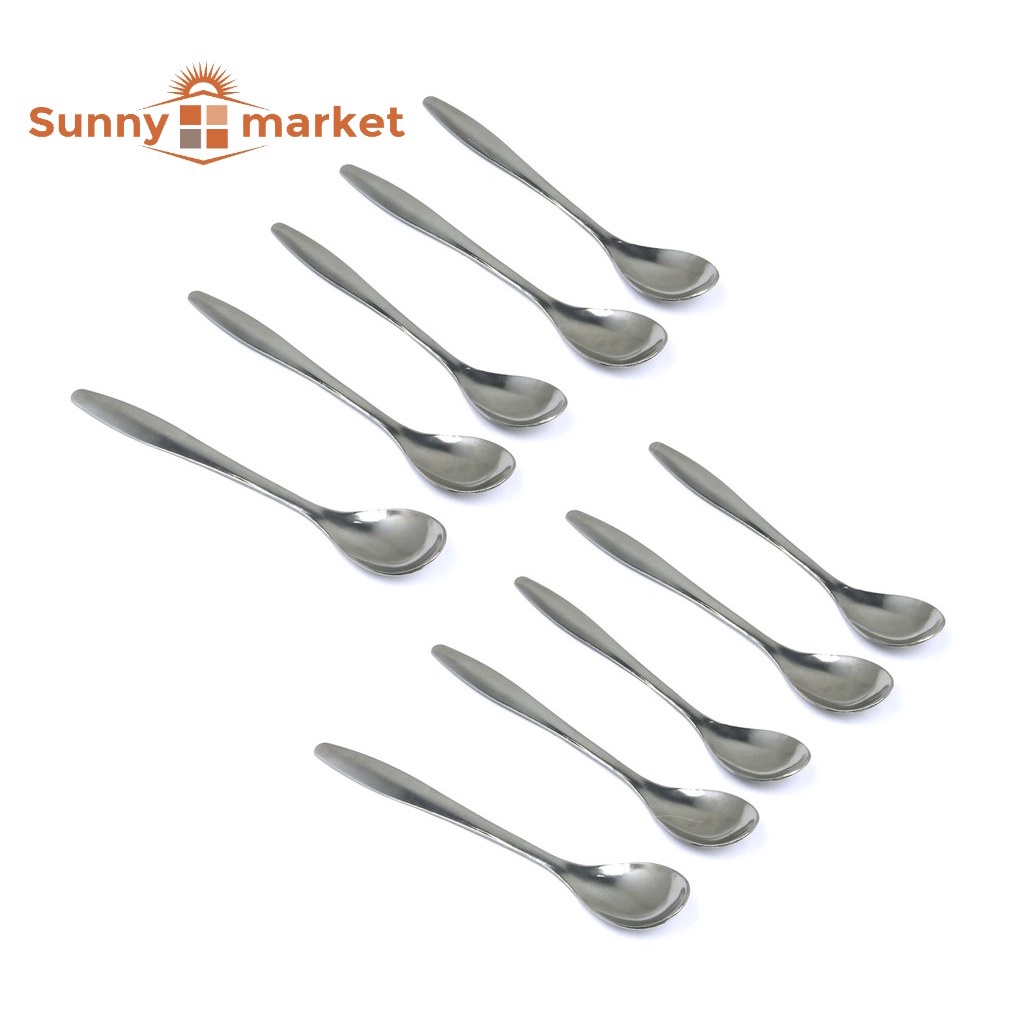 Bộ 10 muỗng cà phê inox loại đẹp HT-01 dài 12cm