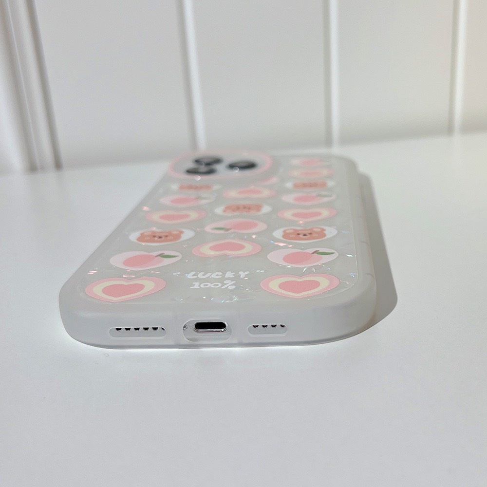 Ốp lưng iphone giả đá Peach Love Bear 13promax/13pro/13/12promax/12pro/12/11promax/11/7plus/8plus - Ina Case