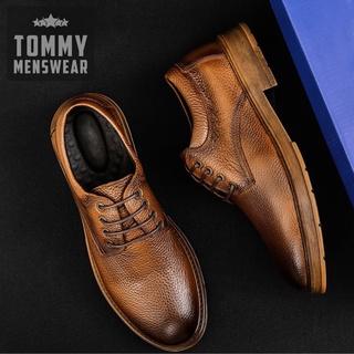 Giày da nam giá rẻ buộc dây cao cấp phong cách tommy giày nam cổ thấp da bò thật gvn10