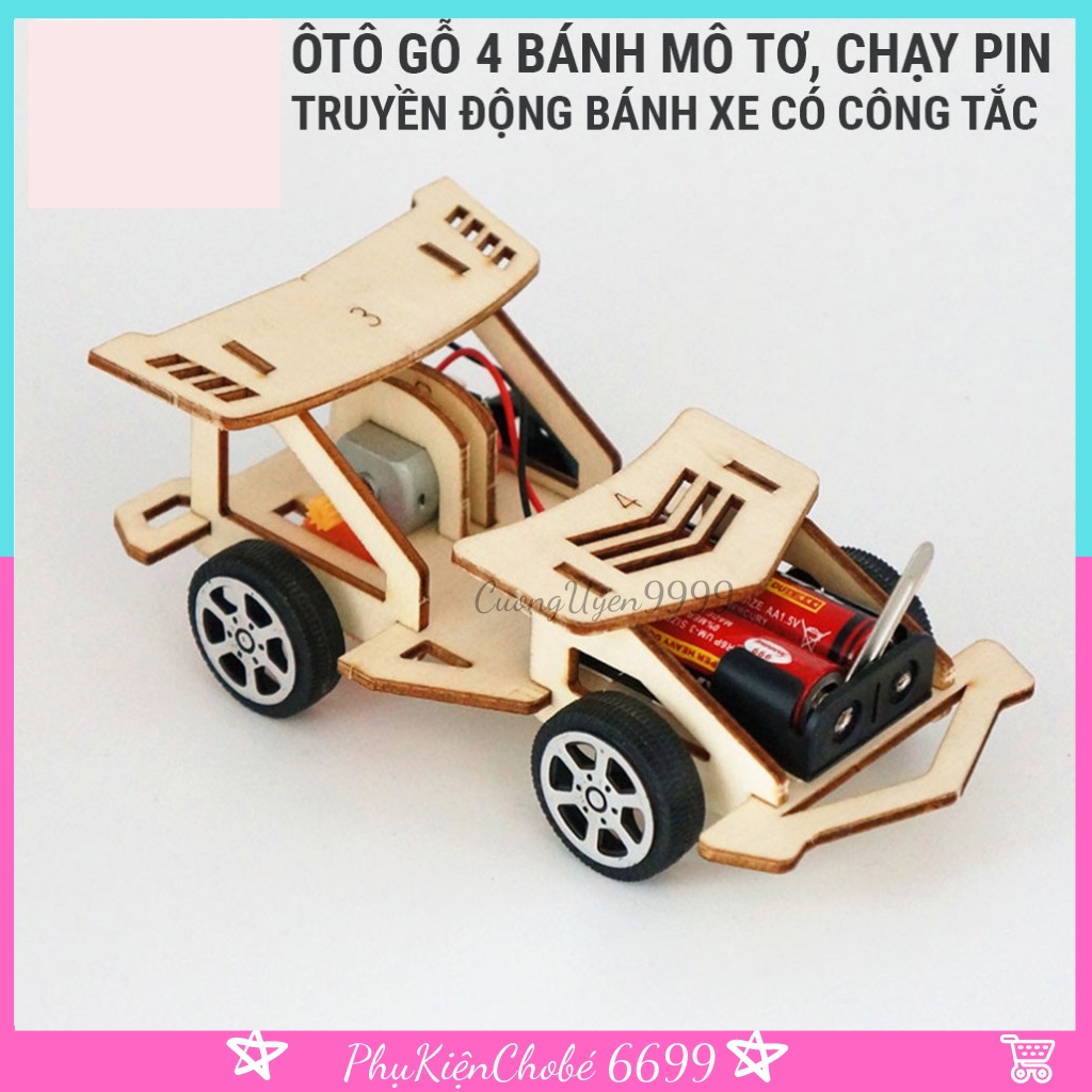 Đồ chơi sáng tạo STEM Ô tô đồ chơi gỗ động cợ truyền động ST3 Đồ chơi DIY Do it Yourself Giáo dục STEM STEAM