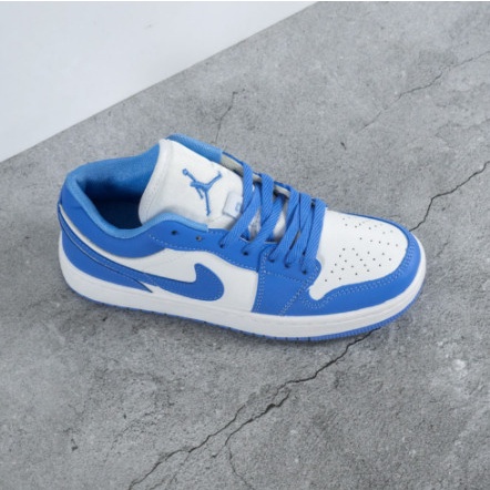 Giày Thể Thao Nam Nữ, Giày Nike Jordan 1 UNC Cổ Thấp JD1 Xanh Dương Full Box Bill