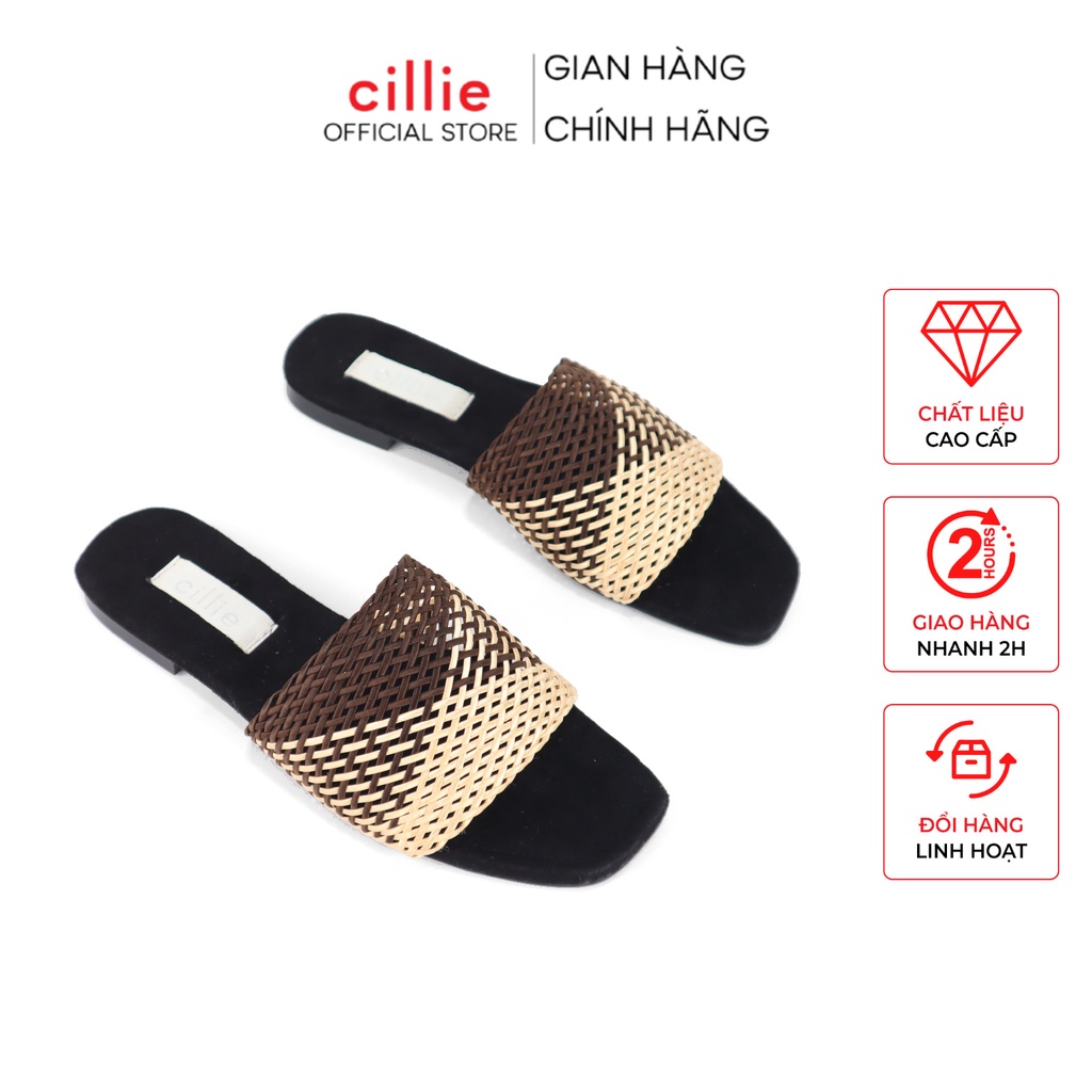 Dép nữ thời trang đế bệt quai đan độc đáo mới lạ đi biển dạo phố đi chơi Cillie 2005