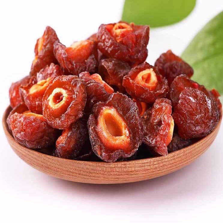 Ô mai đào nâu bổ đôi sấy dẻo hộp 500g.