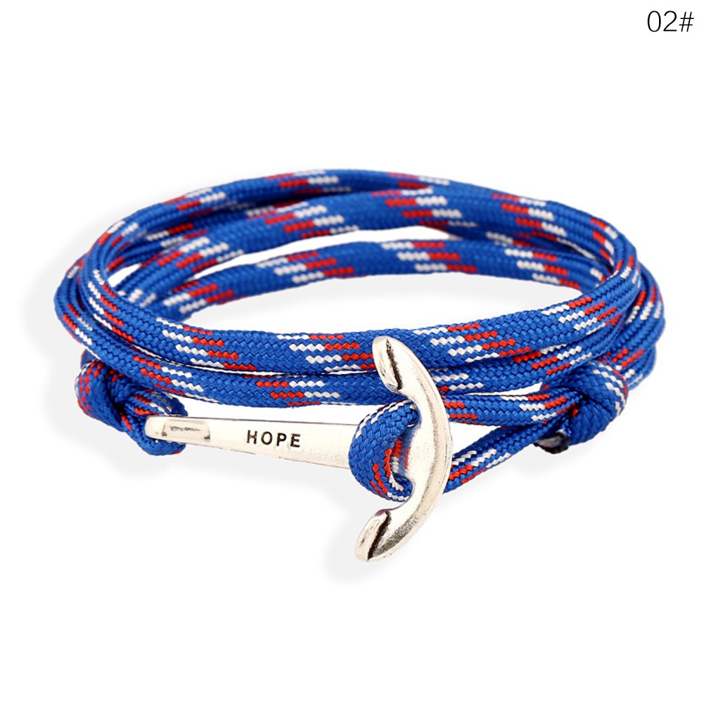 1 pcs Fashion Men Women Navy Nylon Rope with Anchor Wrap Bracelet yasuo
