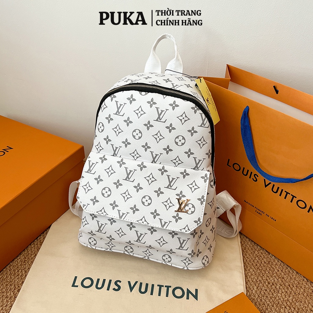 Balo da nam nữ thời trang Cặp đi học PUKA Balo LV da pu cao cấp chống nước phong cách unisex ulzzang