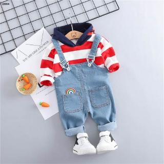 Set yếm denim sọc kẻ dành cho bé trai LB004