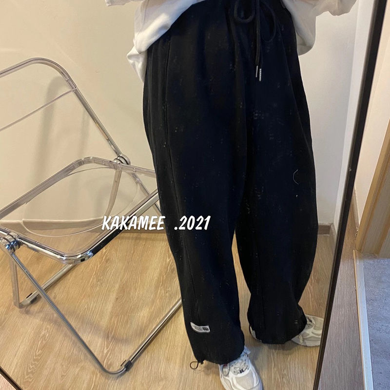 Quần Dài Thể Thao Dáng Rộng Phối Dây Rút Kiểu Hàn Quốc Cá Tính Cho Nữ | BigBuy360 - bigbuy360.vn