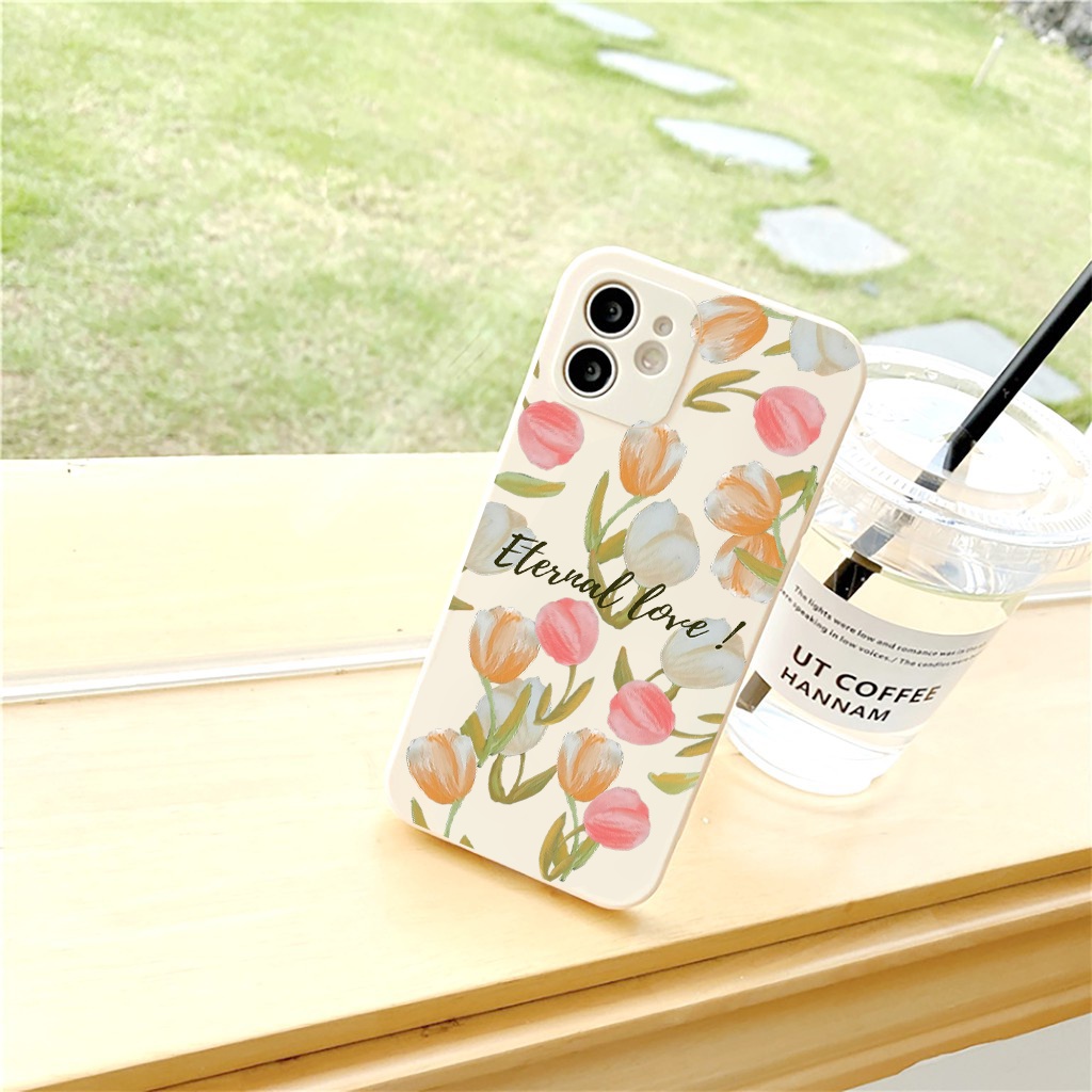 Ốp lưng iphone Hoa tình yêu cạnh vuông BVC cho ip 13promax 6 7plus x xr xsmax 11 11 promax 12 12pro max 13pro  e144