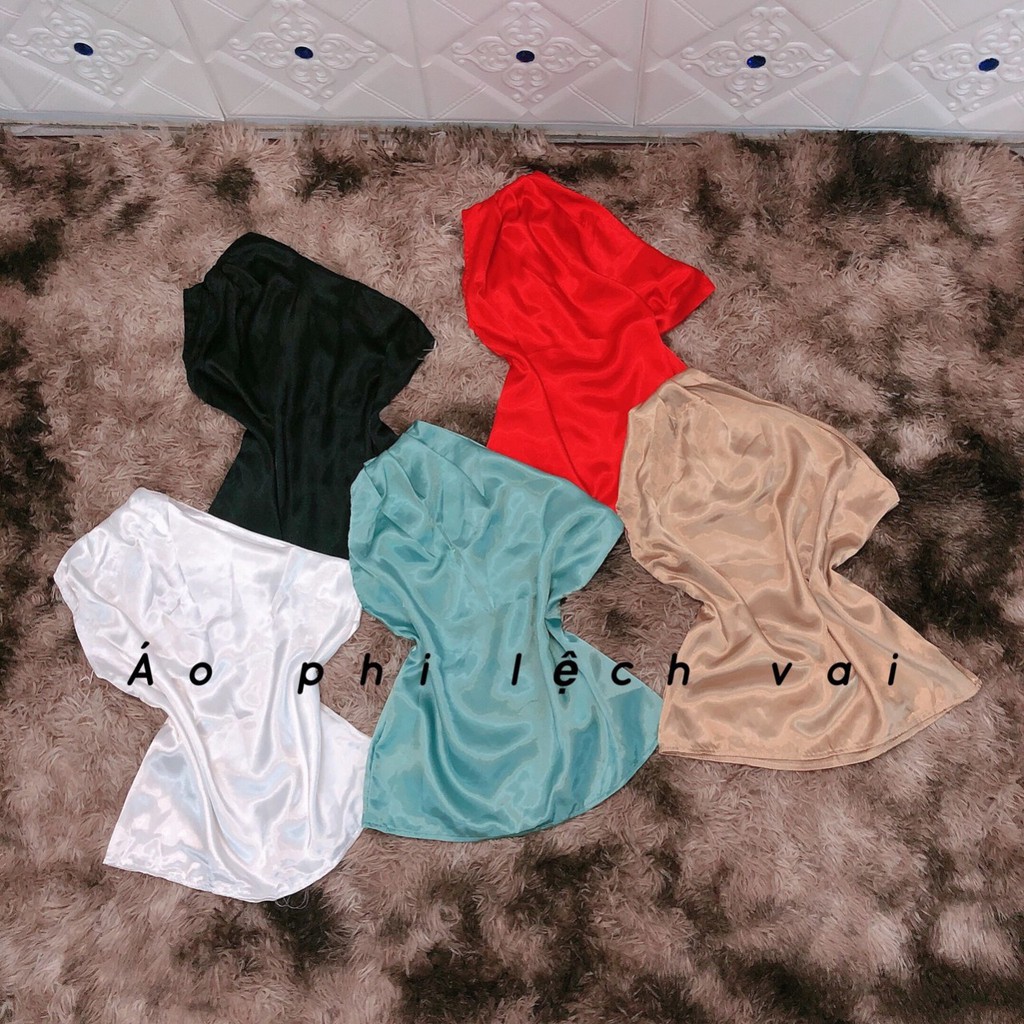 Áo phi lụa lệch 1 tay bảng màu thật U1610