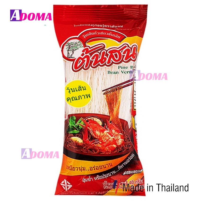 Miến đậu xanh 100% Thái Lan Dragon ADOMA 200g miến xào hải sản gia vị วุ้นเส้นมังกรคู่