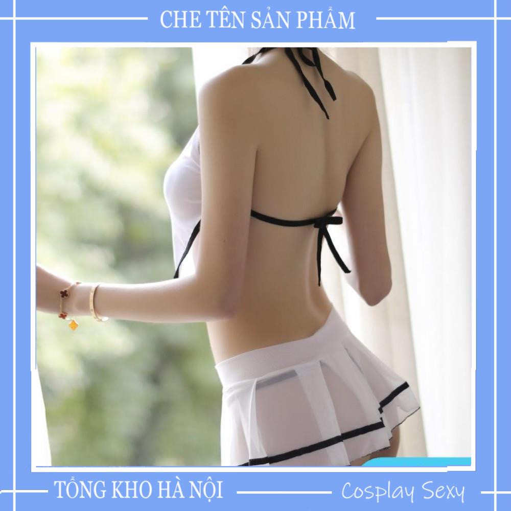 Bộ Đồ Ngủ Nữ Sexy Gồm Áo Yếm Kèm Chân Váy Mã Y408CV Yếm Thủ Thôn Nữ Gợi Cảm Khuy Lệch | BigBuy360 - bigbuy360.vn