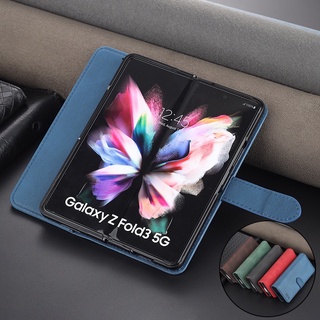 Bao Da Điện Thoại Mềm Mại Nắp Lật Từ Tính Dạng Ví Có Ngăn Đựng Thẻ Cho samsung galaxy z fold 3 4 5 5g Ốp