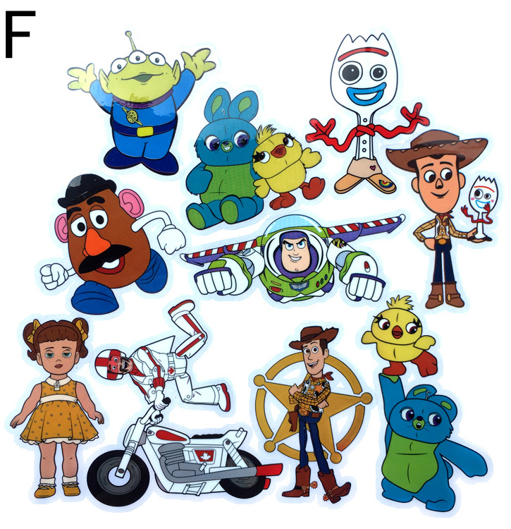 Bộ 10 Miếng Dán TS4 Forky Bằng PVC Chống Nước Hình Anime Trang Trí Xe Hơi / Laptop / Ván Trượt / Vali DIY