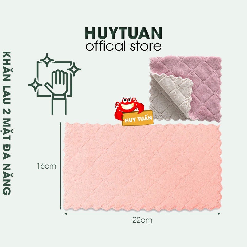 Khăn lau tay, lau bếp, lau chén đĩa đa năng 2 mặt siêu thấm 22*16cm