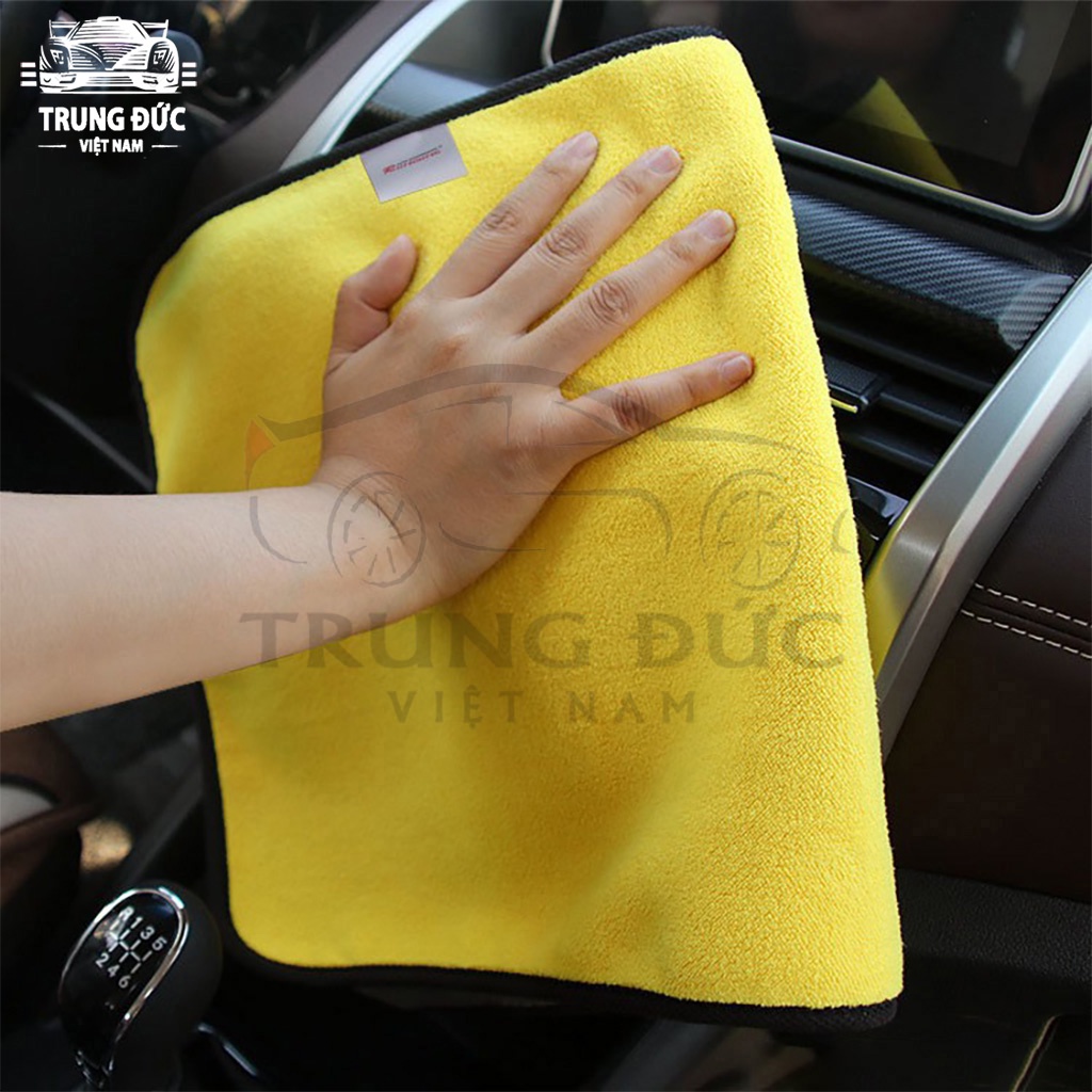 Khăn lau ô tô xe hơi TRUNGDUCVN lau bếp lau kính lau tay màu vàng 2 lớp cao cấp siêu sạch siêu thấm hút