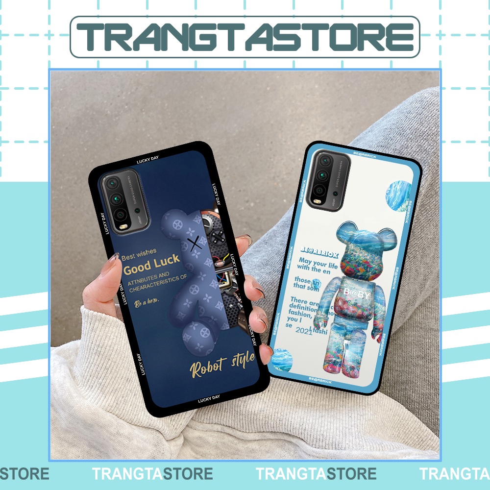 Ốp Xiaomi Redmi 9T - Poco M3 in hình gấu Bearbrick,Mountain,xanh,đen,đỏ giá rẻ