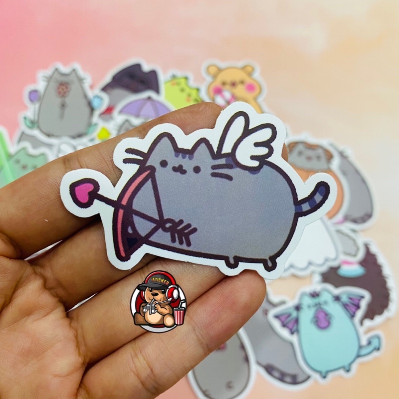 Sticker mèo ú PUSHEEN cute siêu dễ thương chống thấm nước dán mũ bảo hiểm, vali, laptop, điện thoại ..