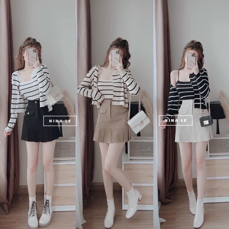 SÉT 2 ÁO LEN KẺ NGANG 3 MÀU