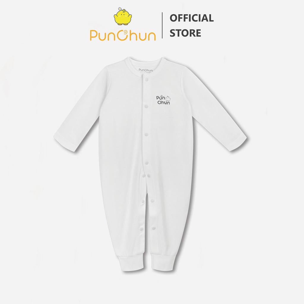 Body dài cúc giữa không tất cho bé Punchun trắng