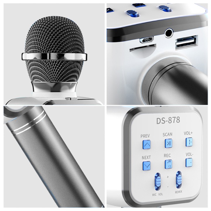 Micro Karaoke Bluetooth 𝐅𝐑𝐄𝐄𝐒𝐇𝐈𝐏 Hỗ trợ thẻ nhớ, usb, ghi âm, chỉnh giọng bass chuẩn - BH 6 tháng