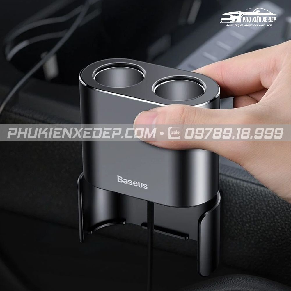 Bộ chia tẩu sạc ⚡CAO CẤP⚡ ô tô 2 USB tích hợp 2 cổng tẩu của Baseus - Chất liệu Hợp Kim Nhôm - Bảo hành 01 năm