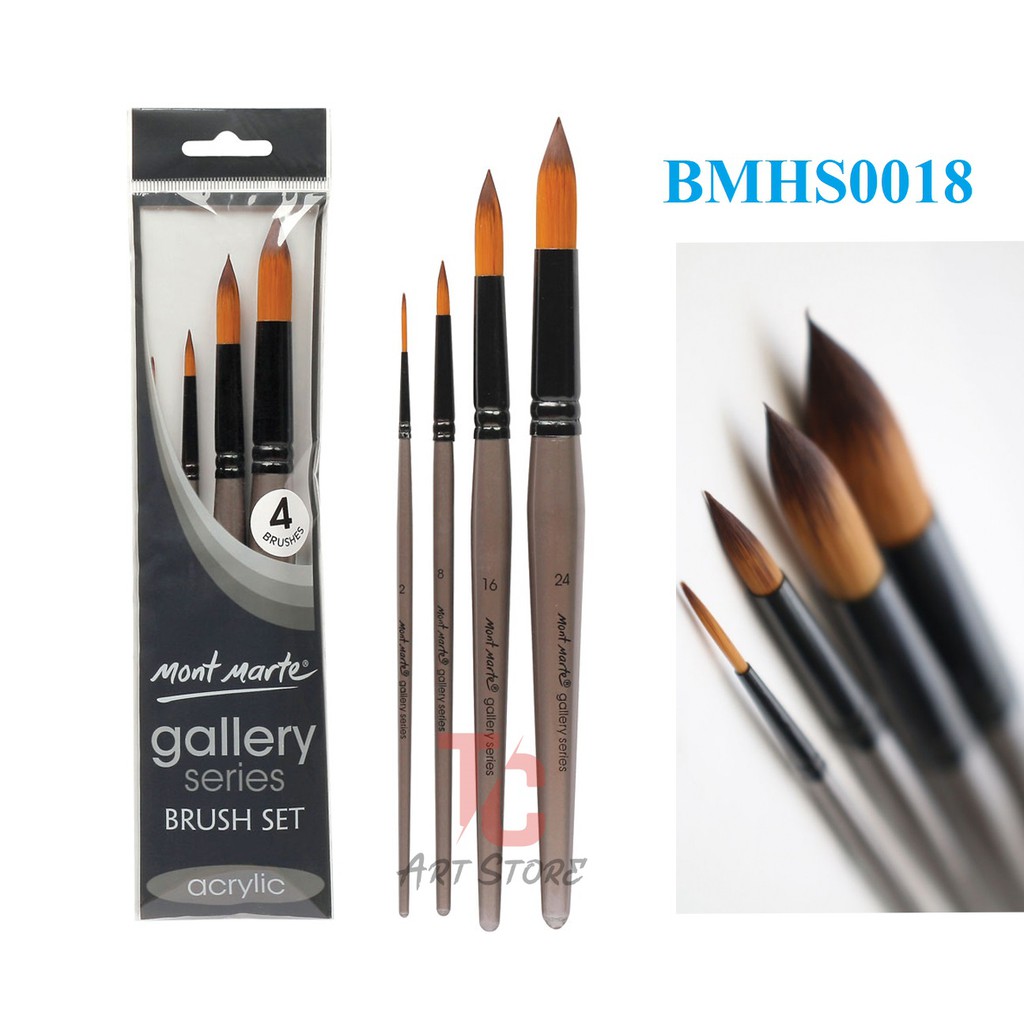 Cọ bộ 4 Cây Dùng cho ACRYLIC Mont Marte BMHS0018 -  [ TC ART ]