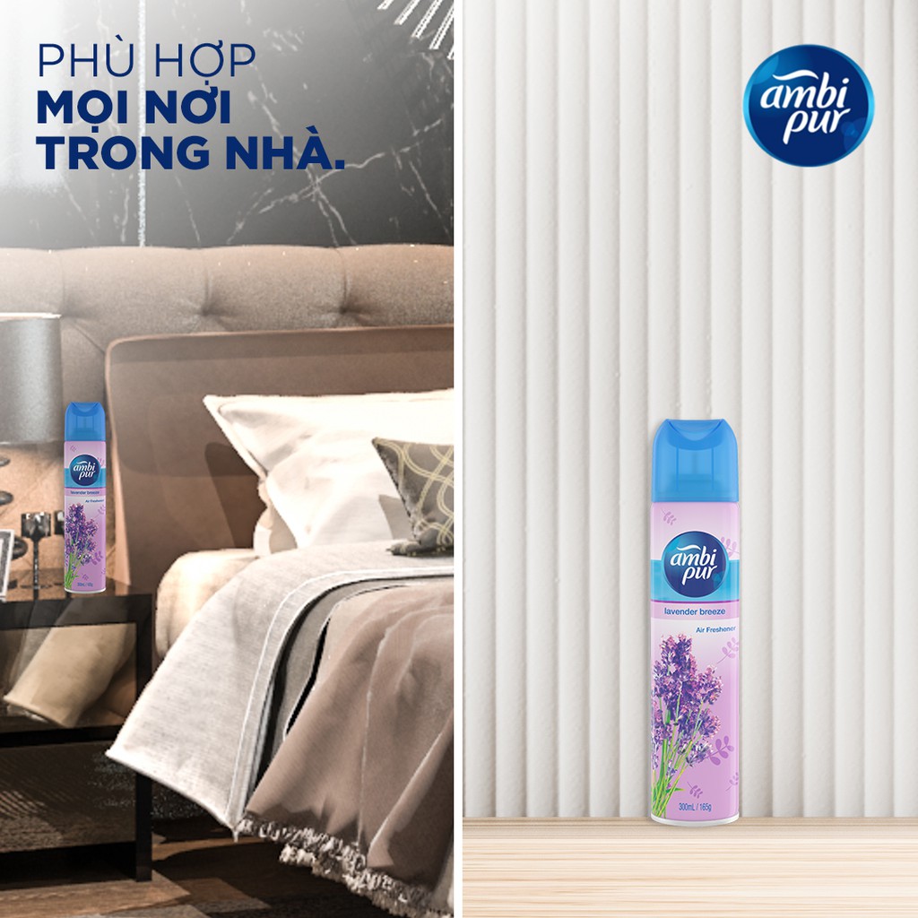 Xịt Phòng AMBIPUR Aerosol 300ML Hương Oải Hương/ Chanh/ Đại Dương/ Tươi Mát