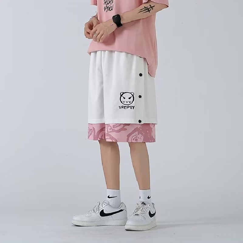 Quần ngắn ống rộng In Họa Tiết Hoạt Hình Phong Cách hip hop Nhật Bản Thời Trang Cho Nam Cỡ M-3XL