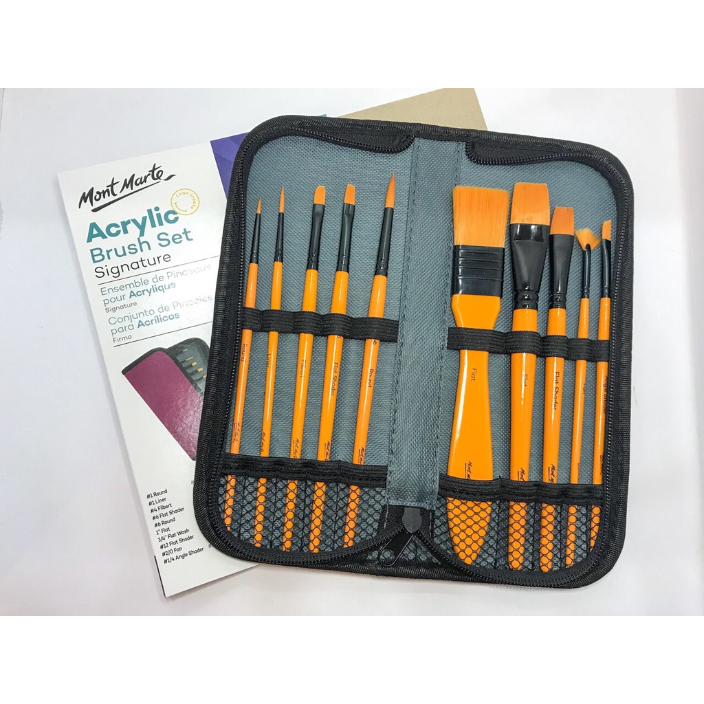 [Mã LIFEBOOK1 giảm 30K đơn 150K] SET CỌ VẼ KÈM VÍ MONT MARTE (Brush in Wallet 11PC)