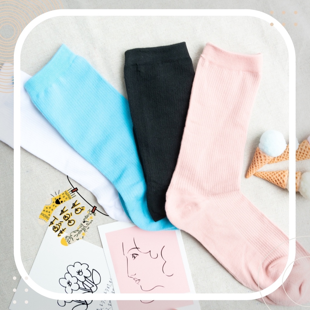 TẤT VỚ CỔ CAO NỮ TRƠN SỌC CHÌM CỔ BO CHUN