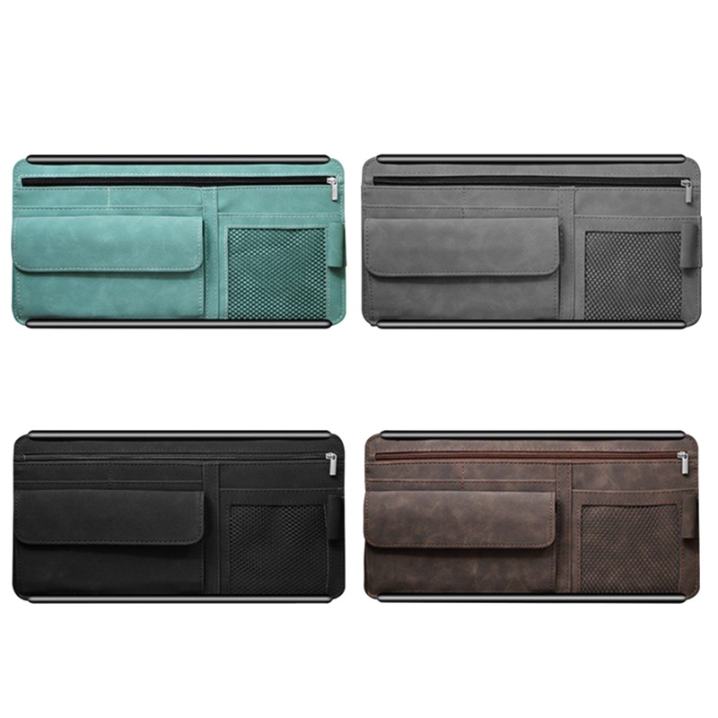 Hộp Đựng Khăn Giấy / Kính Mát Gắn Tấm Che Nắng Xe Hơi Bằng Da Lộn Tiện Dụng Lưng