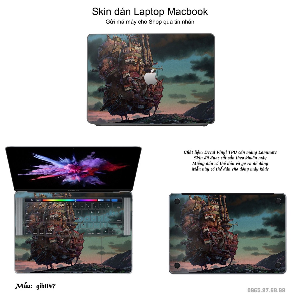 Skin dán Macbook mẫu Ghibli film (đã cắt sẵn, inbox mã máy cho shop)