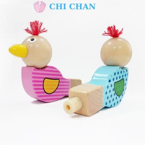 Đồ chơi còi bằng gỗ cho bé nhiều mẫu, còi gỗ con gà, còi gỗ hình con vật dễ thương - Chi chan 003