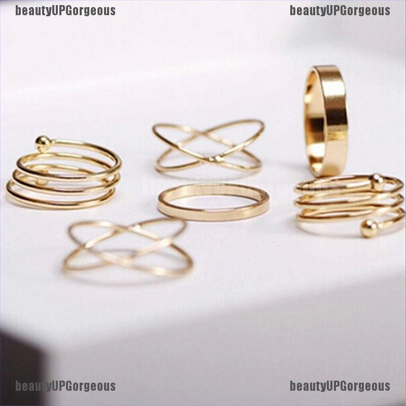 Bộ 6 nhẫn hợp kim phong cách Punk độc đáo thời trang mới cho nữ