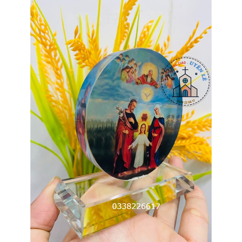 Tượng công giáo pha lê hình Thánh gia