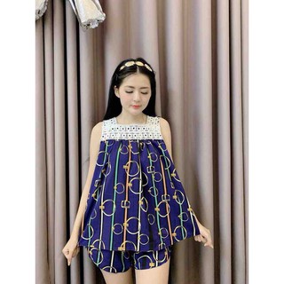 Đồ Bộ Mặc Nhà Voan Lụa Mã 002 Siêu Mát Siêu Đẹp