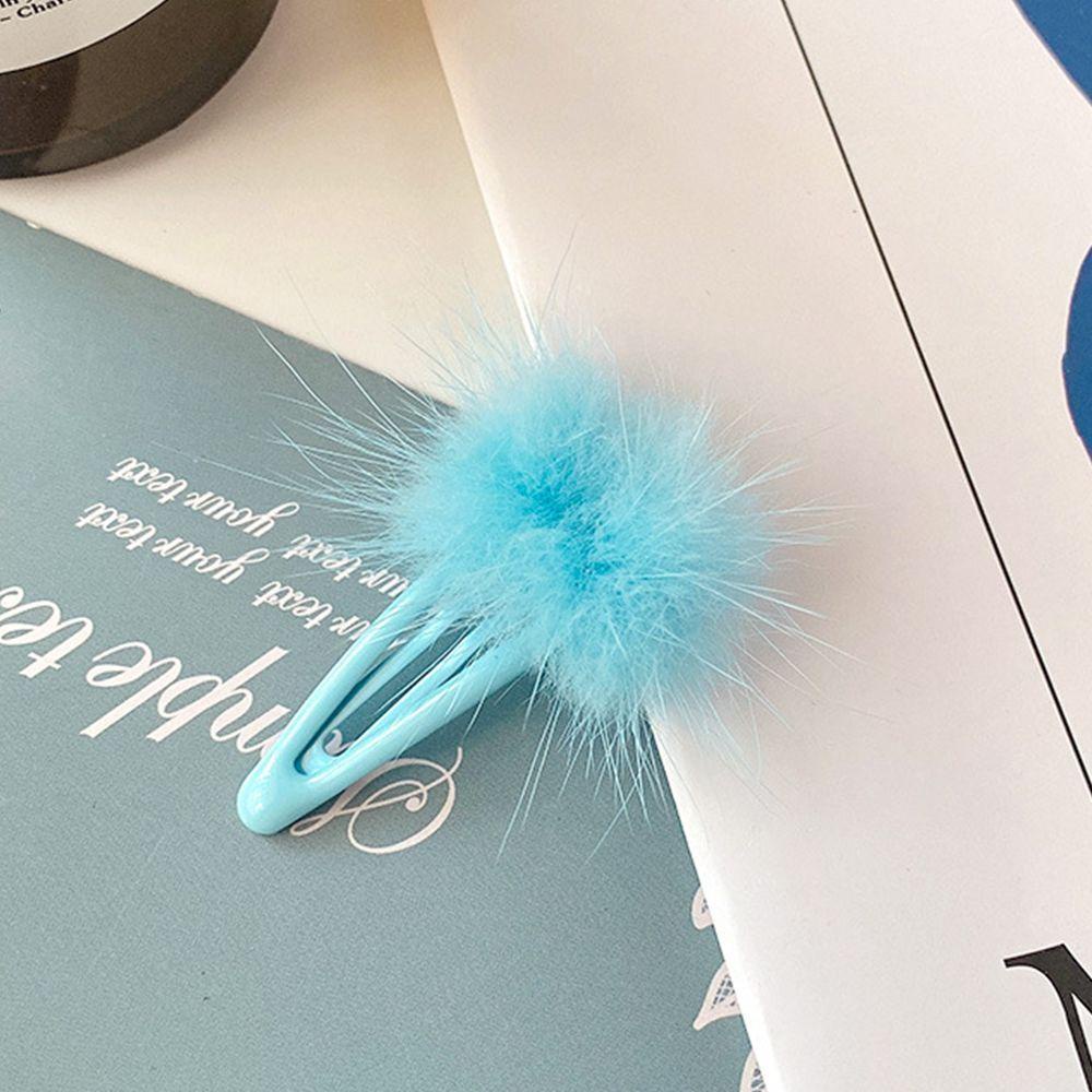 IVORY Kẹp Tóc Đính Bóng Lông Màu Sắc Kẹo Ngọt Phong Cách Hàn Quốc Cho Bé Gái