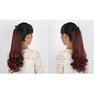 Tóc cột line đỏ vang ❤️FREESHIP❤️ Sỉ 35k, đuôi tóc giả nữ, buộc tóc giả nữ