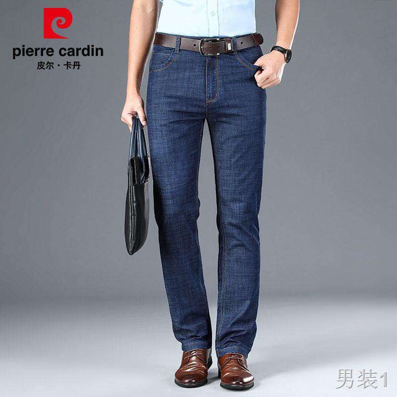 Pierre Cardin mùa hè quần jean mỏng của nam giới thẳng rộng rãi size lớn bố công sở dài