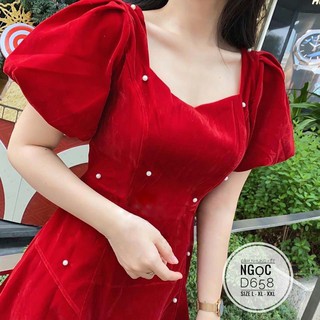 Bigsize Đầm nhung kết ngọc D658