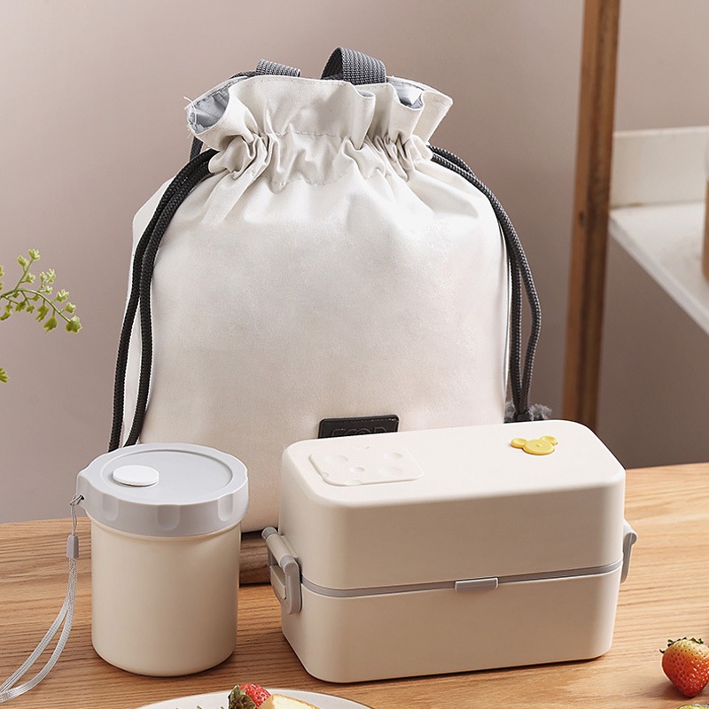 Hộp cơm Hai Tầng Phong Cách Nhật Bản Dễ Thương Dùng Được Trong Lò Vi Sóng