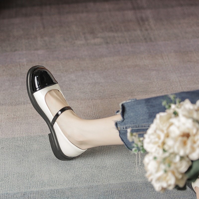 Giày búp bê Mary Jane nữ da mềm đế bằng cao 3cm phong cách học sinh Nhật Bản