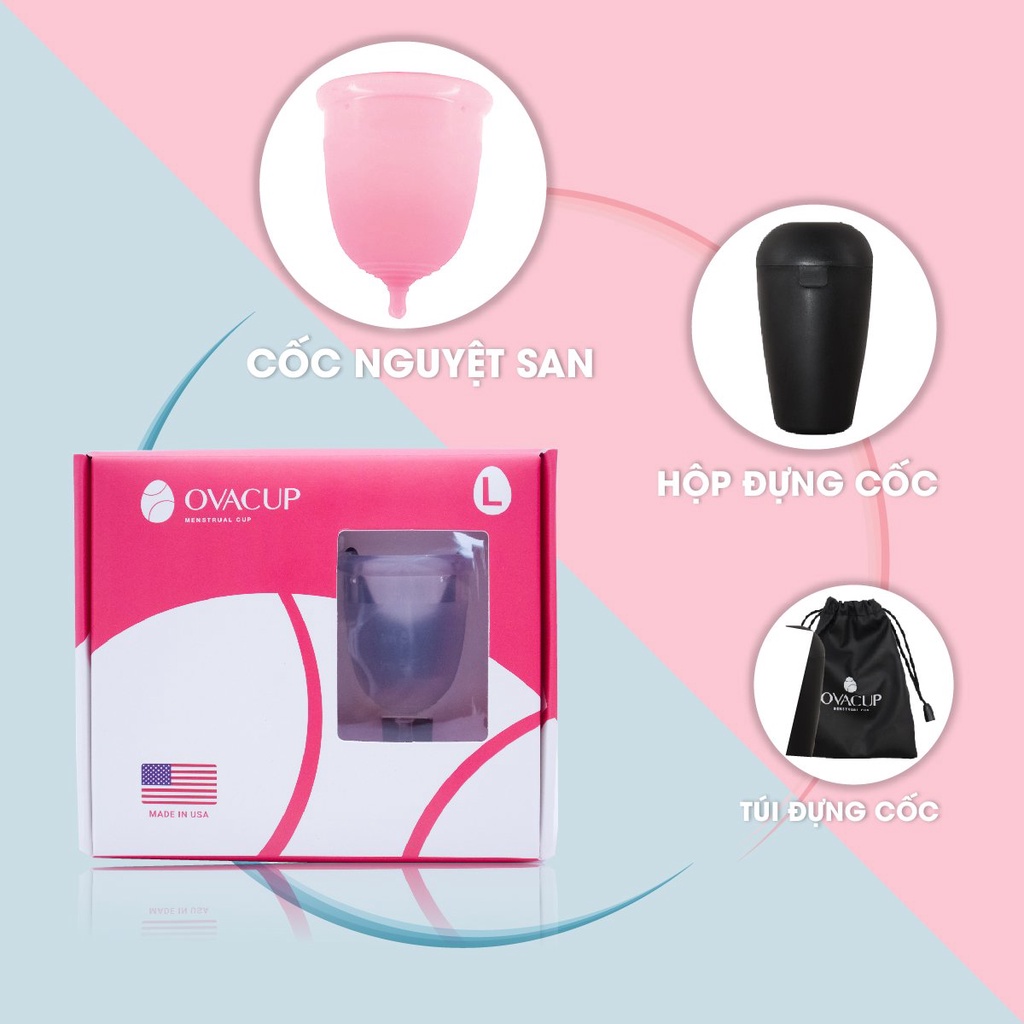 Combo Cốc nguyệt san Ovacup và bộ sản phẩm khử trùng Ovashell, silicone y tế siêu mềm, đạt chuẩn FDA Hoa Kỳ