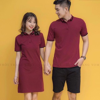 ÁO VÁY CẶP ĐỎ ĐÔ CỔ TRỤ AVCT09