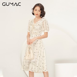 Đầm rút ngực in chữ da923 gumac